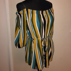 🍍Off the shoulder multi-color striped top 2XL